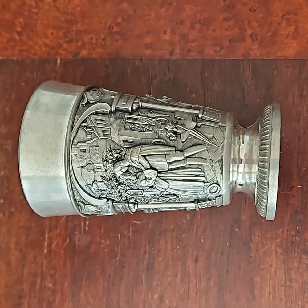 Vintage German Pewter Plate, Glasses and Candle Holder - Picture 11 of 15
